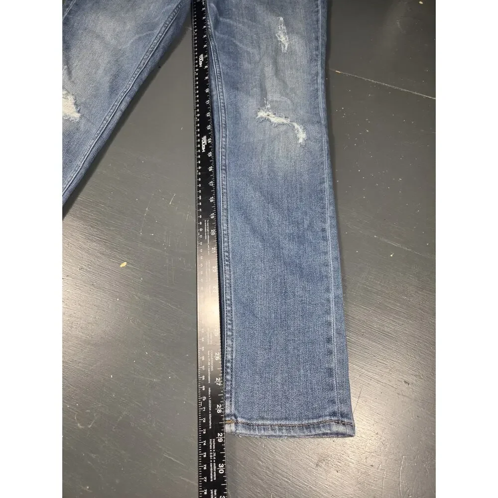 Vigoss Jagger Skinny Distressed Jeans Women's Size 31 Medium Wash Stretch Denim